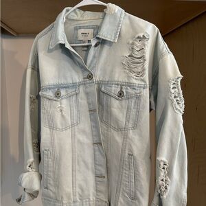 Forever 21 Faded Blue Ripped Jean Jacket